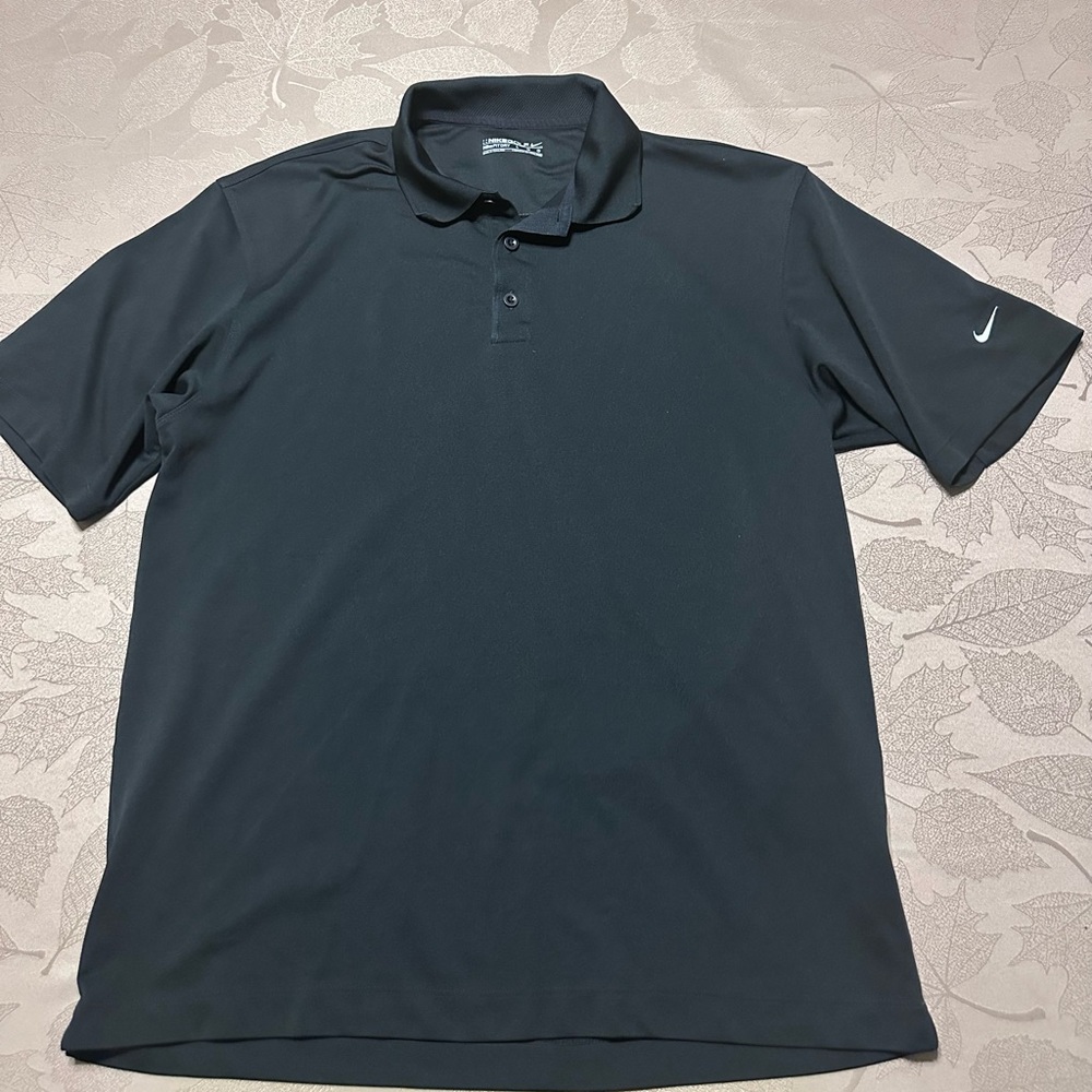 Nike Dri Fit Golf Polo Shirt Mens Large- Black